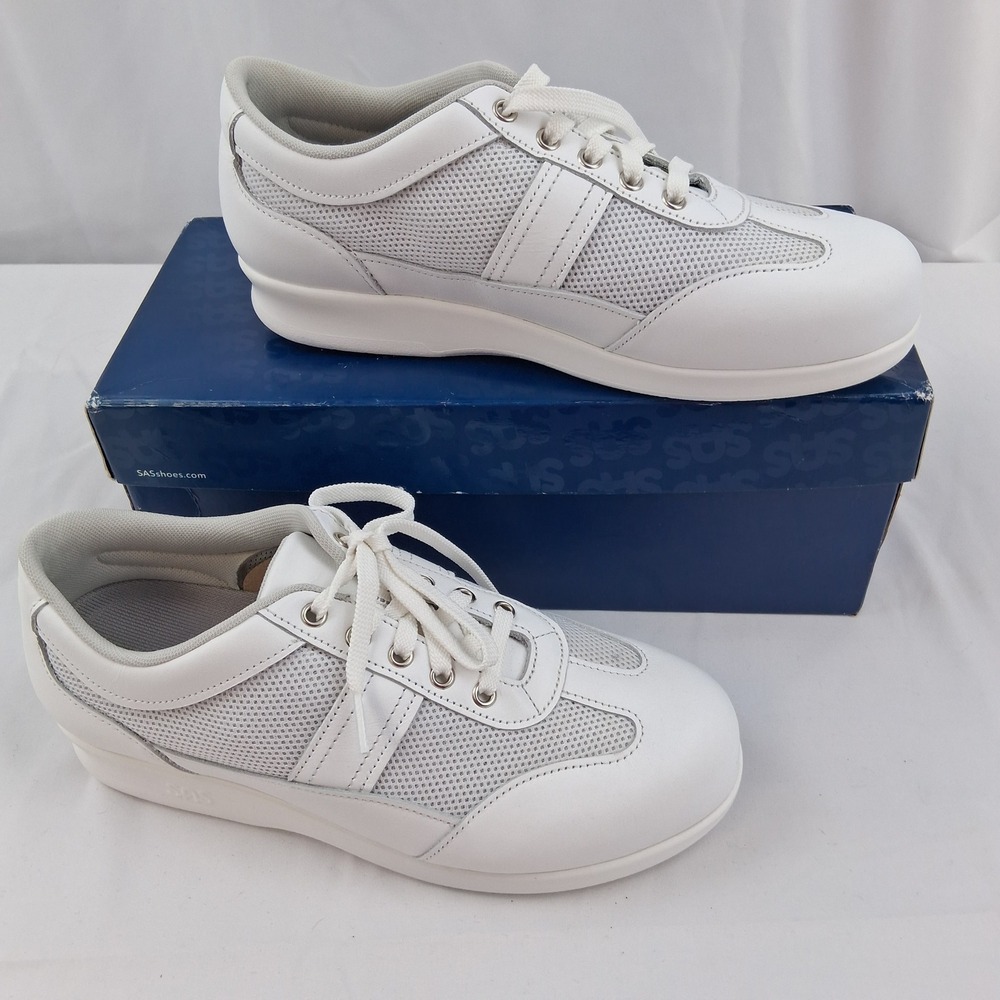 SAS Shoes 8 WW White FT Mesh Leather Sneakers Women's‎ Comfort Made in USA
